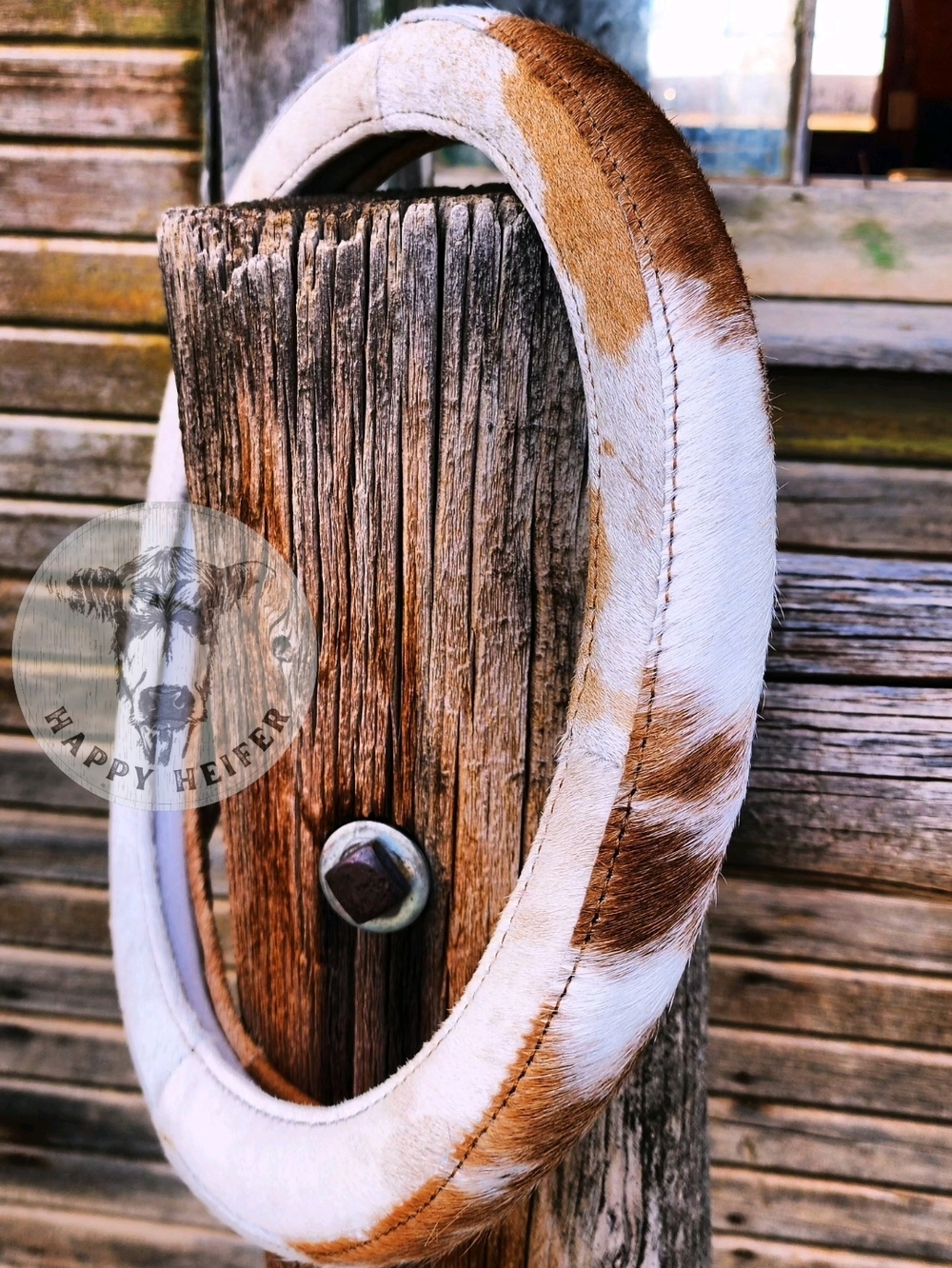Western Cowhide Steering Wheel Cover